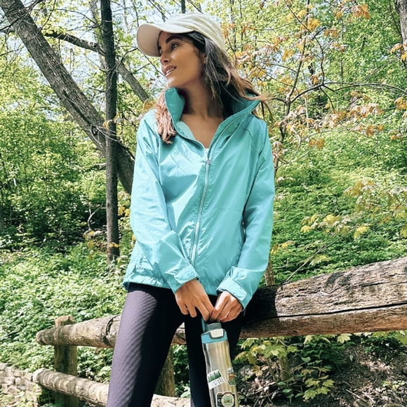 Columbia Rain Jacket Packable Windbreaker, S, Switchback III, Miami teal, hoodie - Picture 11 of 16